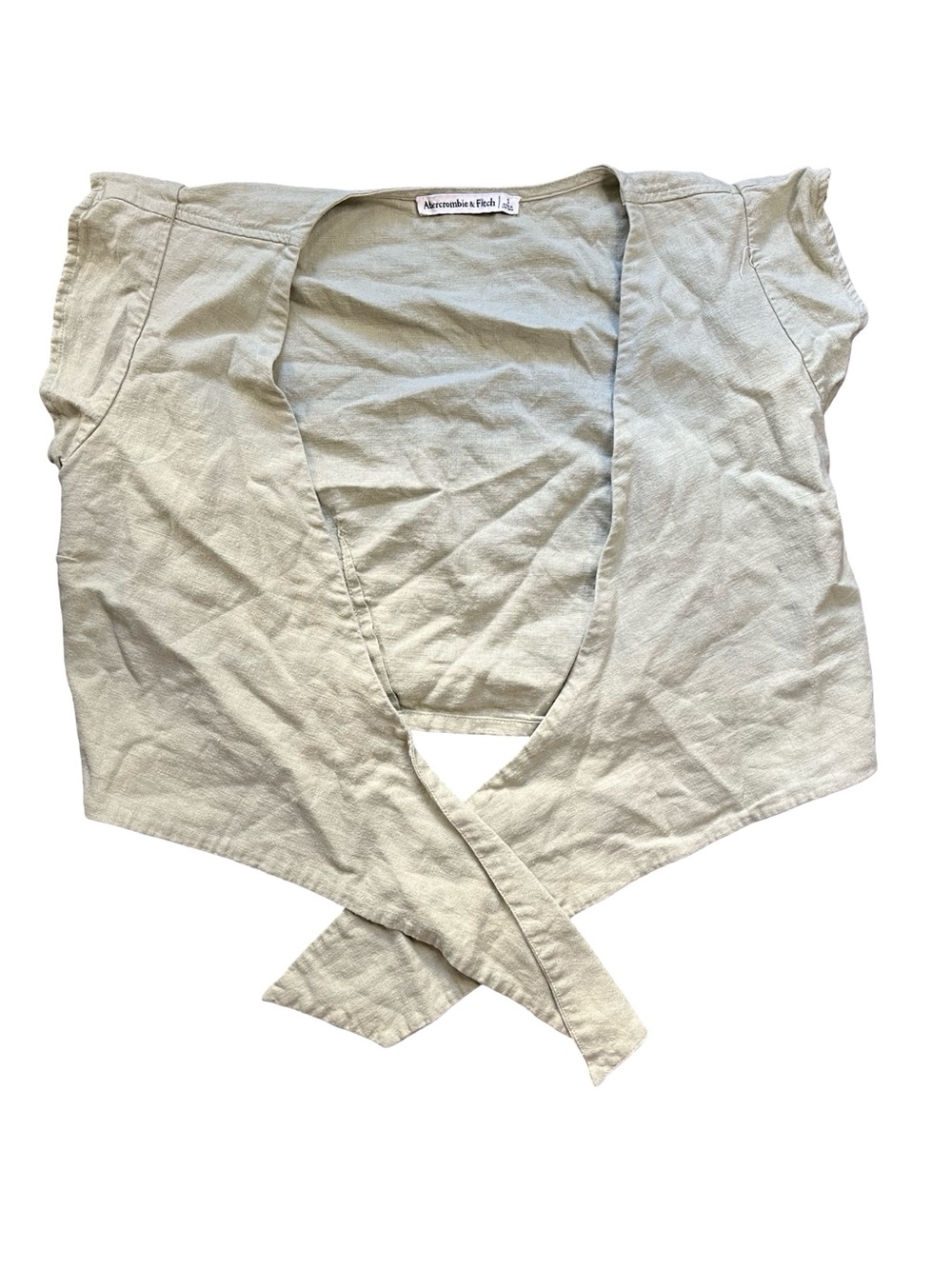 Abercrombie & Fitch Light Sage Green Cropped Tie-Front Top Small